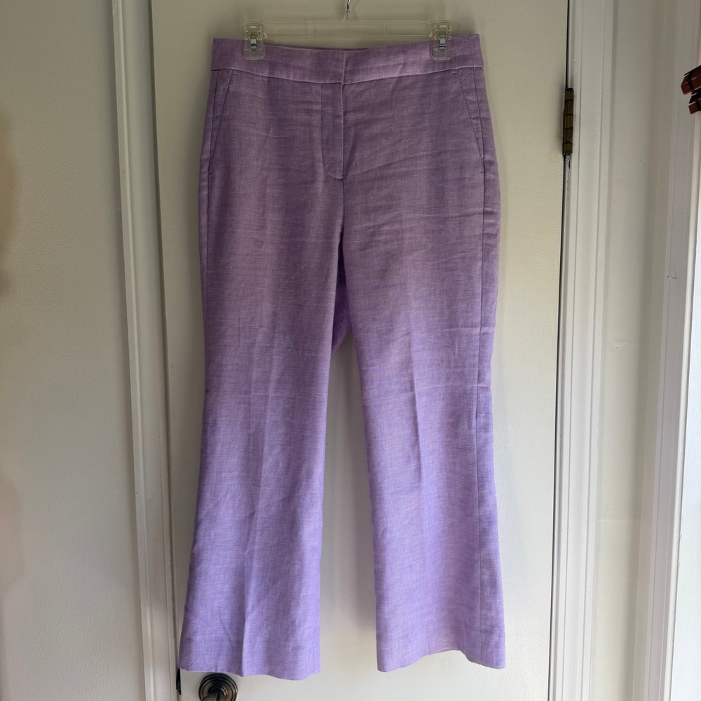J.Crew Hayden Purple Linen Blend Straight Leg Trousers Pants Womens Size 6